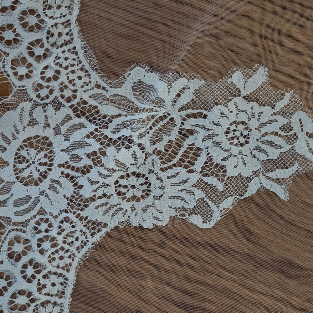 Elegant Off White Lace Veil With Blusher - Picture 10 of 10
